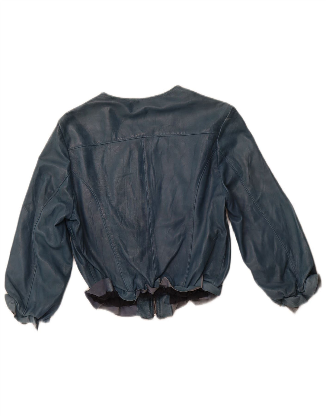 VINTAGE skraćena ženska kožna jakna 3/4 rukava IT 44 Srednje plava koža