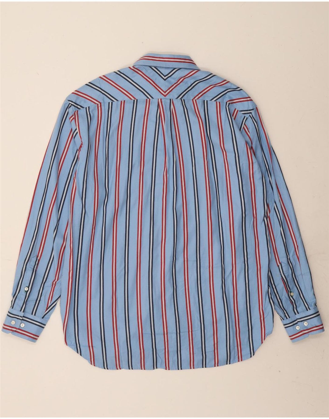 TOMMY HILFIGER Mens Shirt Medium Blue Striped Cotton