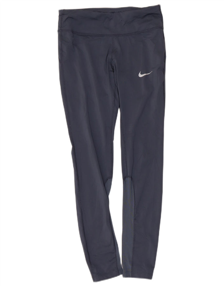 NIKE Ženske Dri Fit Leggings UK 10 Male tamnoplave poliesterske