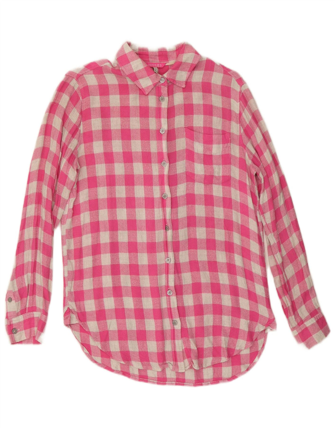 Joules velika ženska košulja od flanela UK 10 Mala ružičasta gingham viskoza