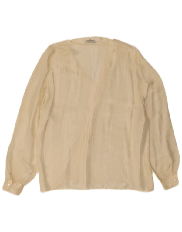 Vintage ženski gornji dio bluze dugih rukava IT 48 XL Acetat žute pruge