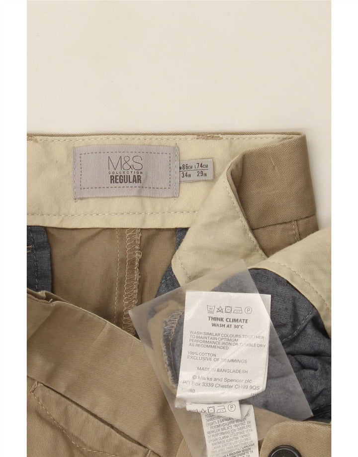 Marks & Spencer muške obične chino hlače W34 L29 kaki pamuk