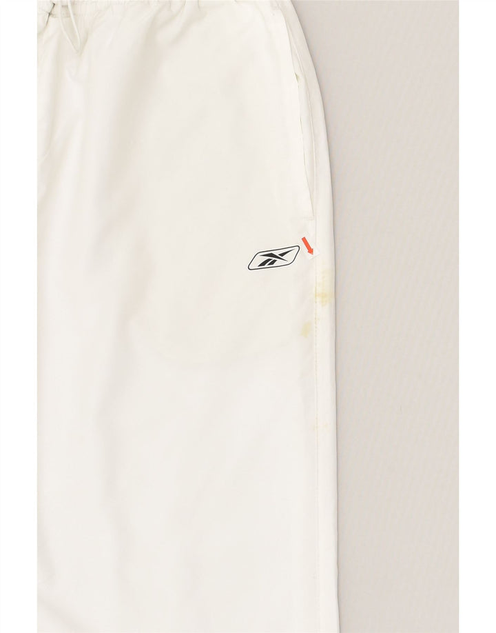 REEBOK Womens Capri Tracksuit Trousers UK 12 Medium  White Polyester | Vintage Reebok | Thrift | Second-Hand Reebok | Used Clothing | Messina Hembry 