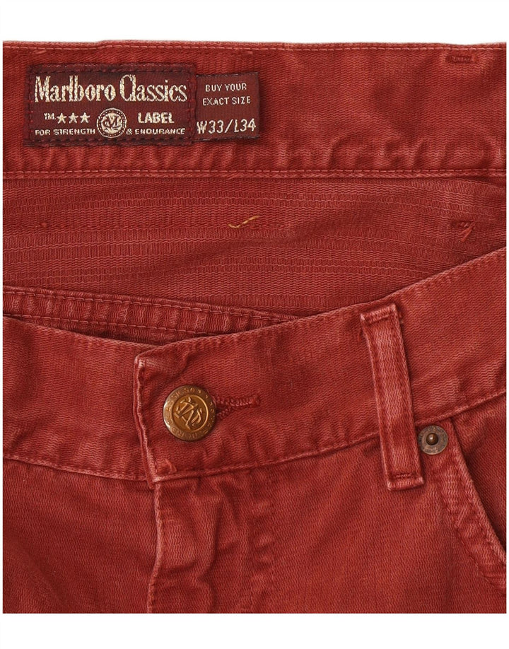 Marlboro Classics Mens Straight Jeans W33 L34 Crveni pamuk