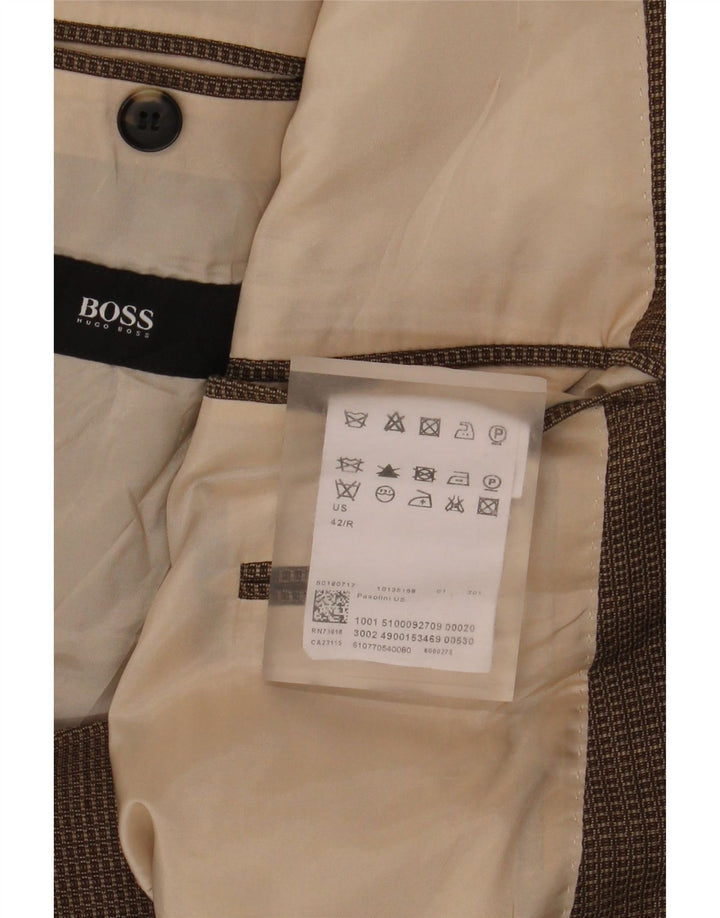 Hugo Boss muška jakna sa 2 gumba US 42 XL smeđa karirana djevičanska vuna