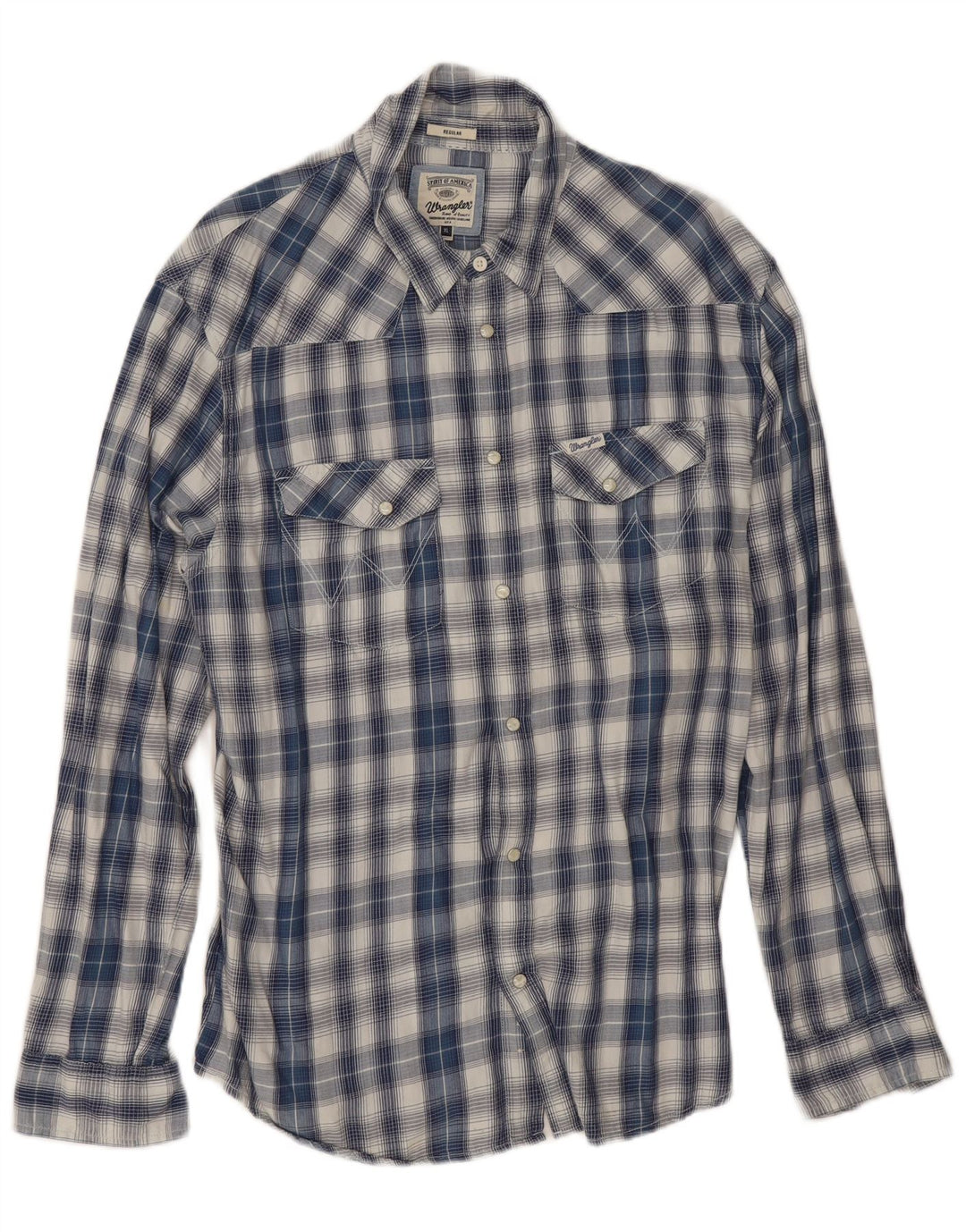 Wrangler muška majica standardnog kroja XL plavi pamuk s kariranim okvirom