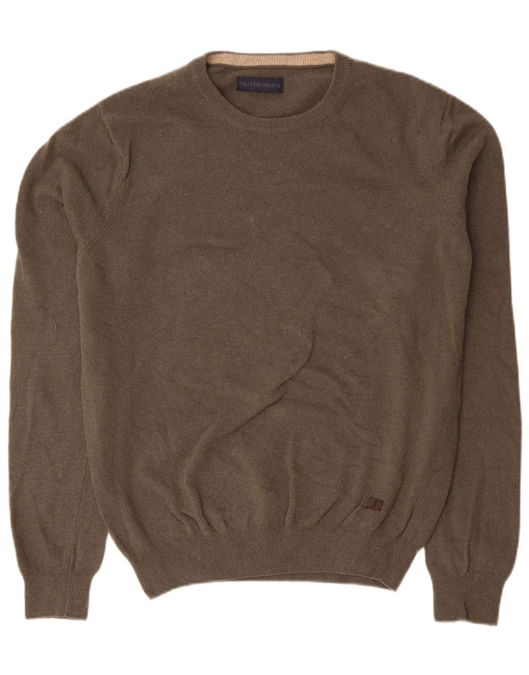 Veliki sivi vuneni muški džemper s okruglim izrezom TRUSSARDI