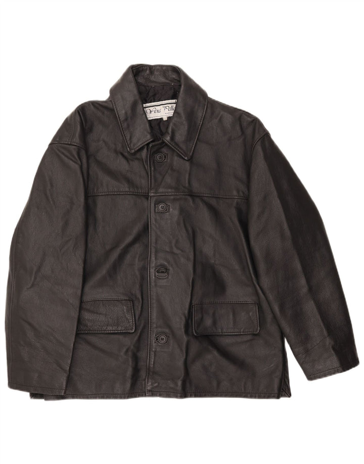 Vintage muška kožna jakna IT 50 velika crna koža