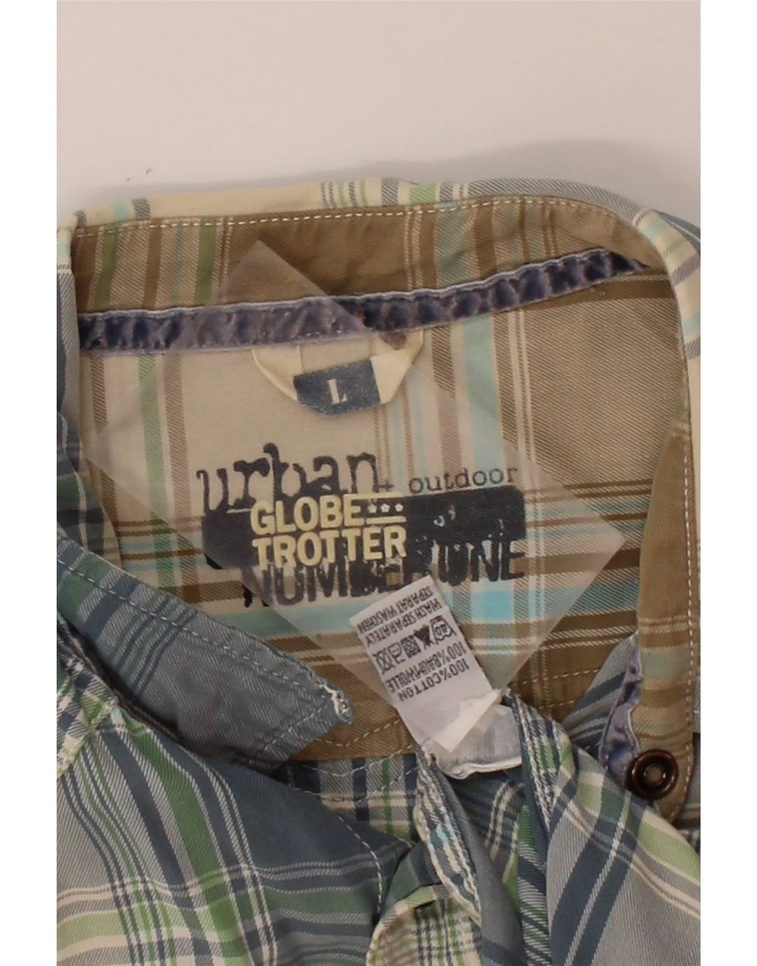 GLOBE TROTTER Mens Short Sleeve Shirt Large Multicoloured Check Cotton Vintage Globe Trotter and Second-Hand Globe Trotter from Messina Hembry 