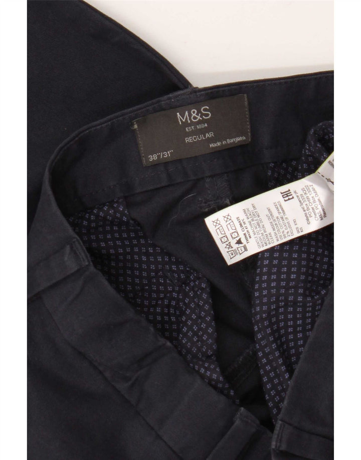 Marks & Spencer muške obične chino hlače W38 L31 tamnoplavi pamuk