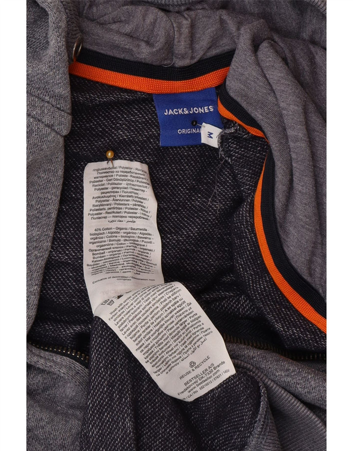 Jack & Jones muški pulover s kapuljačom na patentni zatvarač srednje sivi pjegavi poliester