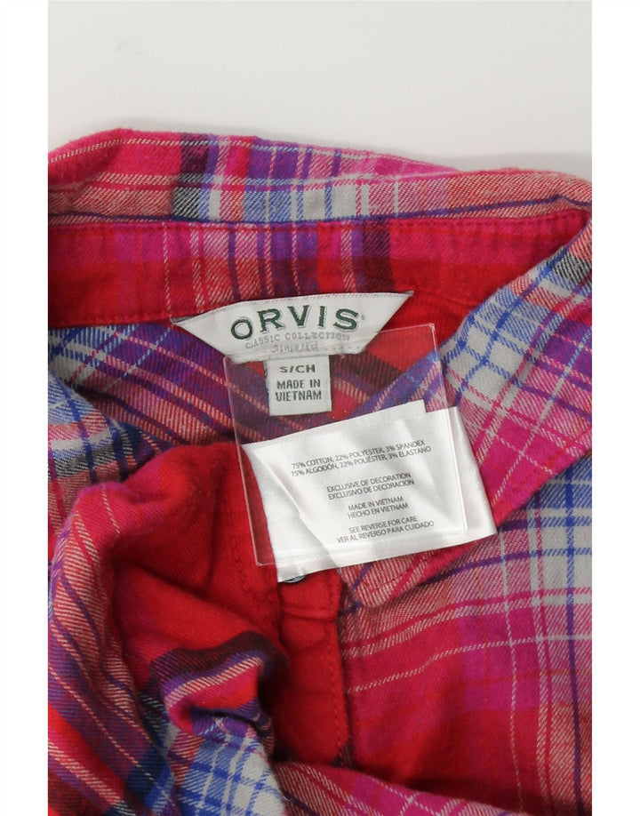 ORVIS Womens Flannel Shirt UK 10 Small Red Check Cotton Vintage Orvis and Second-Hand Orvis from Messina Hembry 