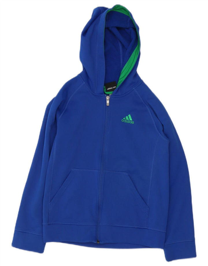 ADIDAS pulover s kapuljačom s patentnim zatvaračem za dječake 10-11 godina, plavi poliester