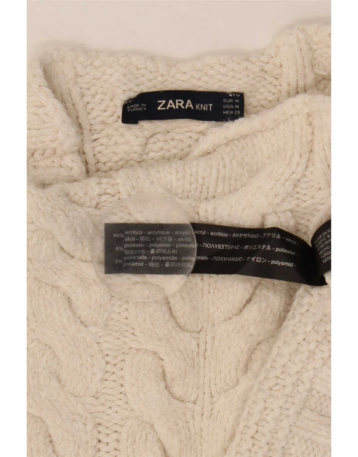 Zara ženski pulover s velikim ovratnikom UK 14 Srednje bijeli akril