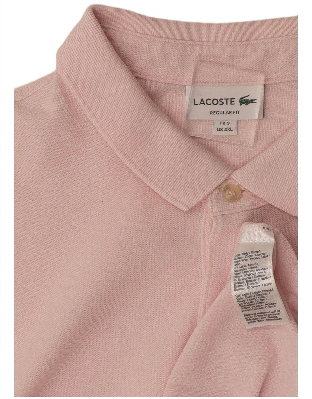 LACOSTE muška polo majica standardnog kroja, veličina 9 4XL, ružičasti pamuk