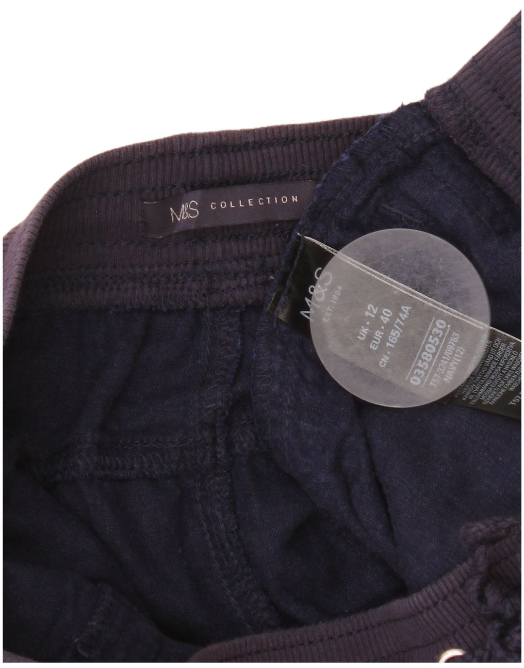 Marks & Spencer ženske chino kratke hlače UK 12 srednje W32 mornarsko plava lanena