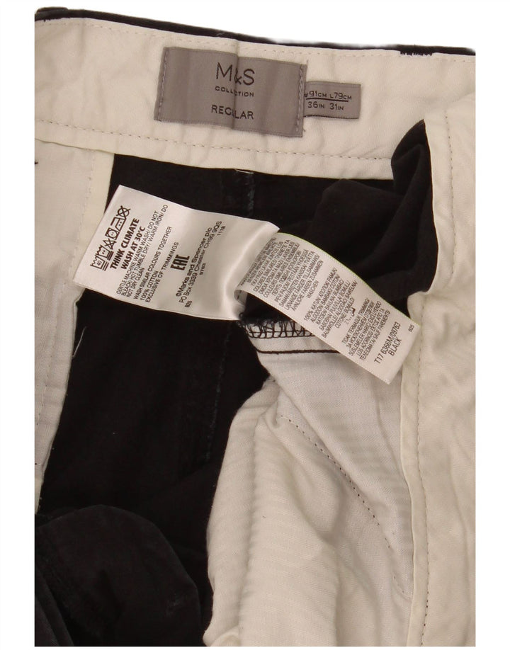 Marks & Spencer muške obične chino hlače W36 L31 crni pamuk