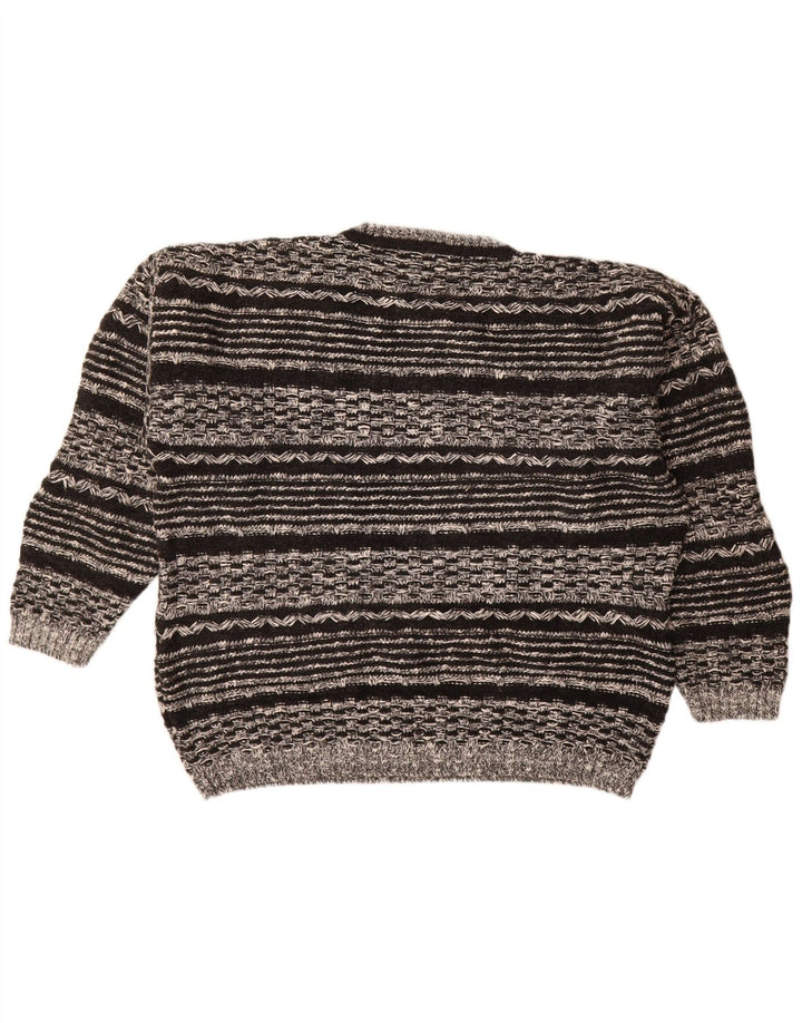 VINTAGE muški džemper s okruglim izrezom XL crne geometrijske vune