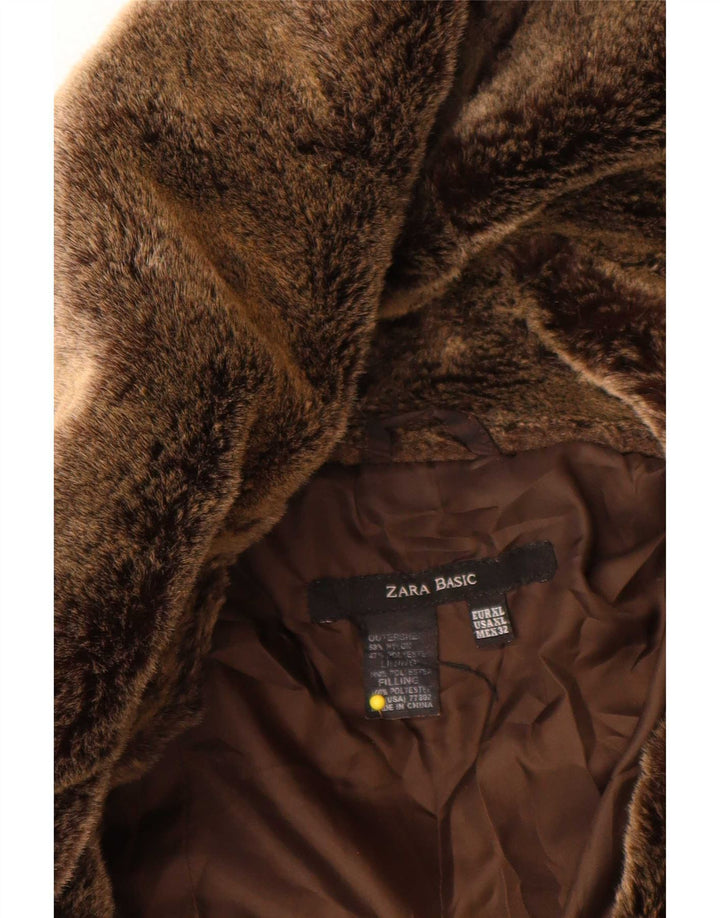 Zara ženska podstavljena jakna UK 18 XL smeđi najlon