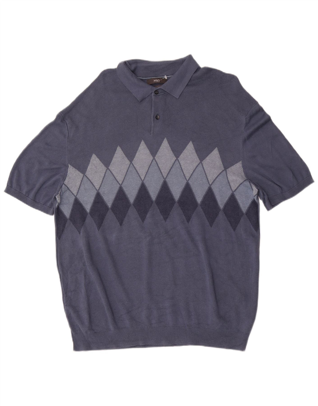 Marks & Spencer muški pulover s polo ovratnikom 2XL plavi Argyle/Diamond