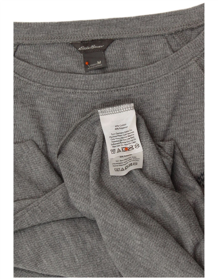 Eddie Bauer Ženska majica dugih rukava UK 12 srednje siva Fair Isle pamuk