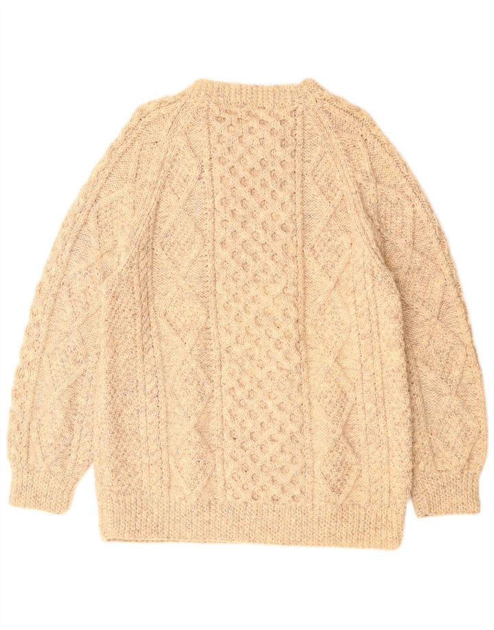 RITA CONDRON Muški džemper s okruglim izrezom srednje bež vunene boje