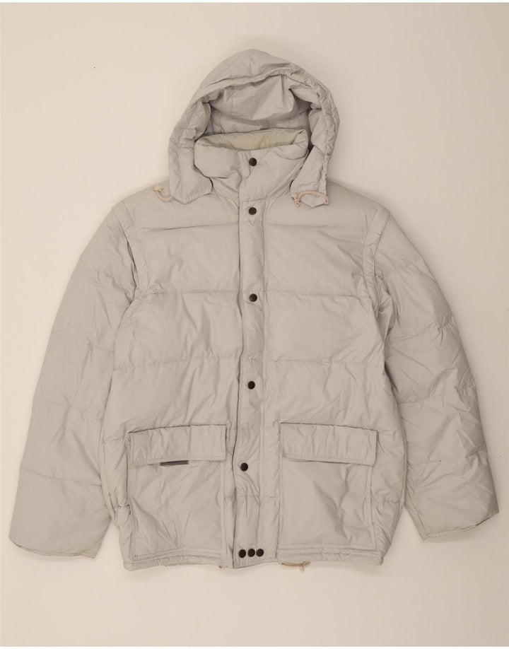 VINTAGE Mens Hooded Padded Jacket UK 40 Large Grey Polyester Vintage Vintage and Second-Hand Vintage from Messina Hembry 