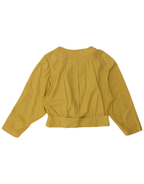 Vintage ženska asimetrična bomber jakna IT 38 XS žuti pamuk
