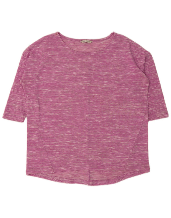 Marks & Spencer Womens Loose Fit Top 3/4 Sleeve UK 12 Medium Pink Flecked
