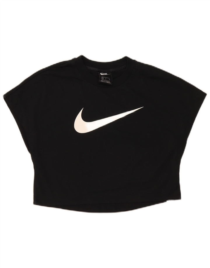NIKE Womens Crop Graphic T-Shirt Top UK 14 Medium Black Polyester Vintage Nike and Second-Hand Nike from Messina Hembry 