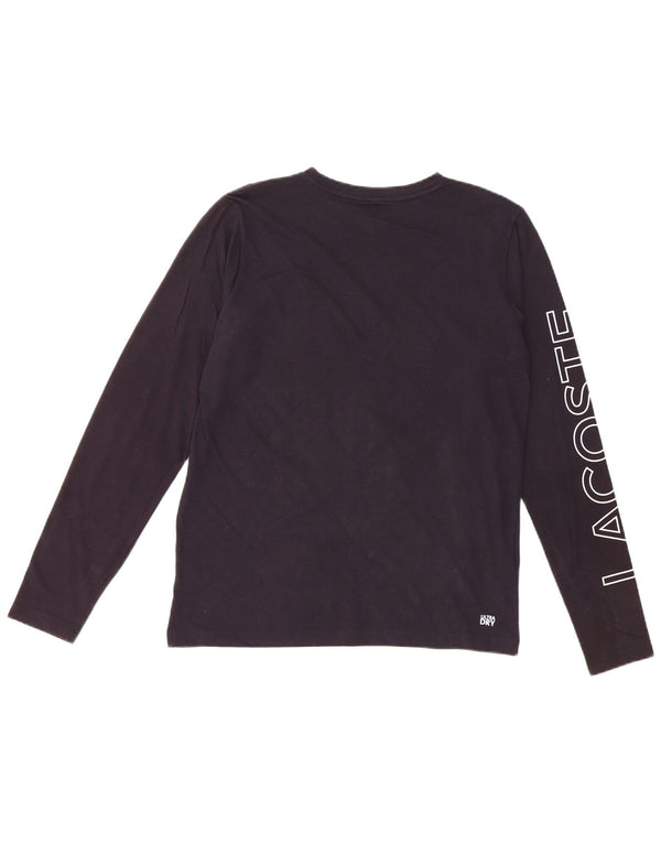 LACOSTE Boys Graphic Top Long Sleeve 15-16 Years Navy Blue Cotton