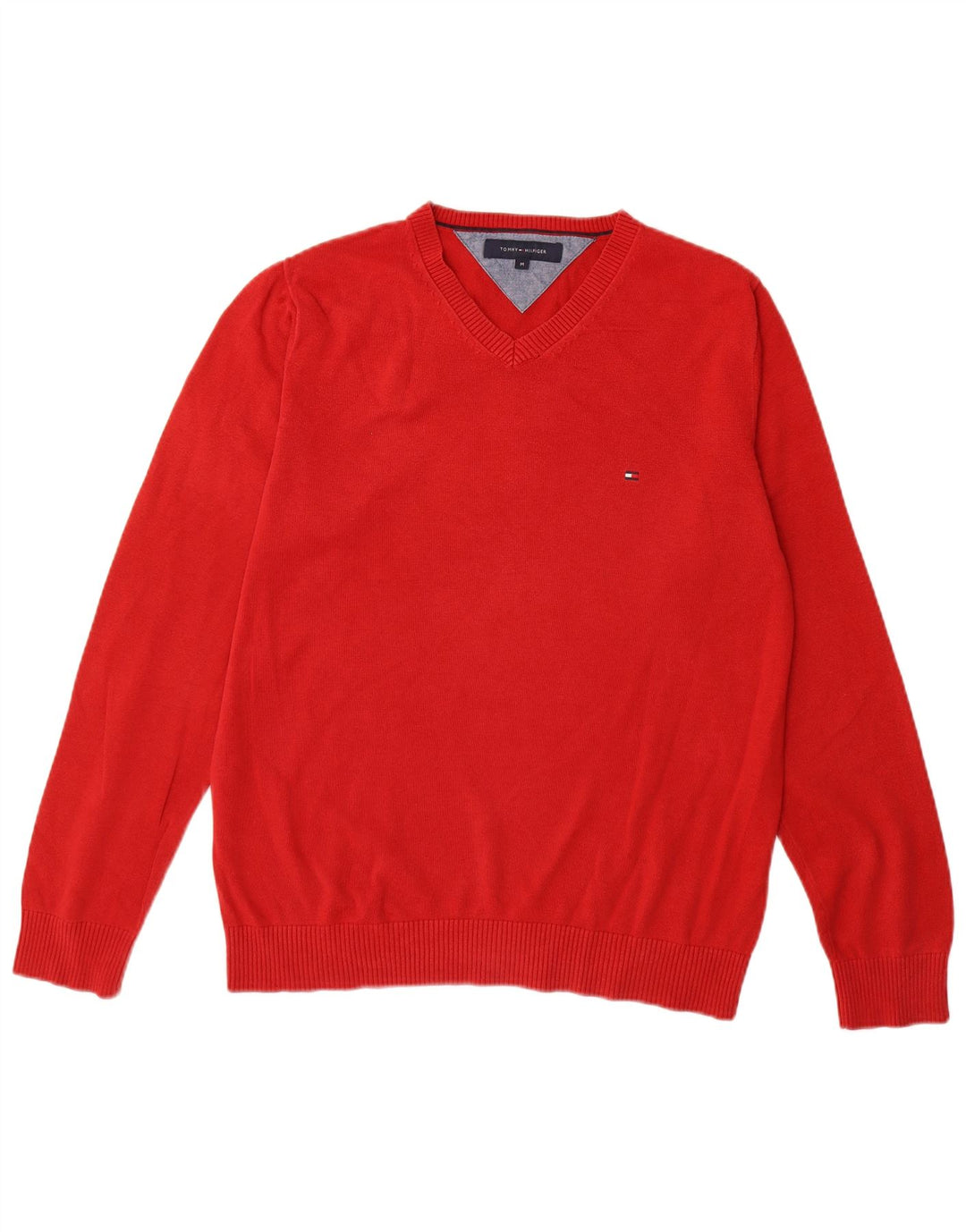 TOMMY HILFIGER Muški džemper s V-izrezom Srednje crveni pamuk