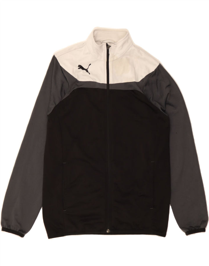 PUMA Boys Tracksuit Top Jacket 13-14 Years XL Black Colourblock Polyester Vintage Puma and Second-Hand Puma from Messina Hembry 