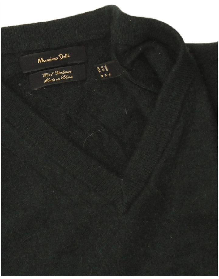 Ženski džemper s V-izrezom Massimo Dutti UK 14 srednje zelene vune