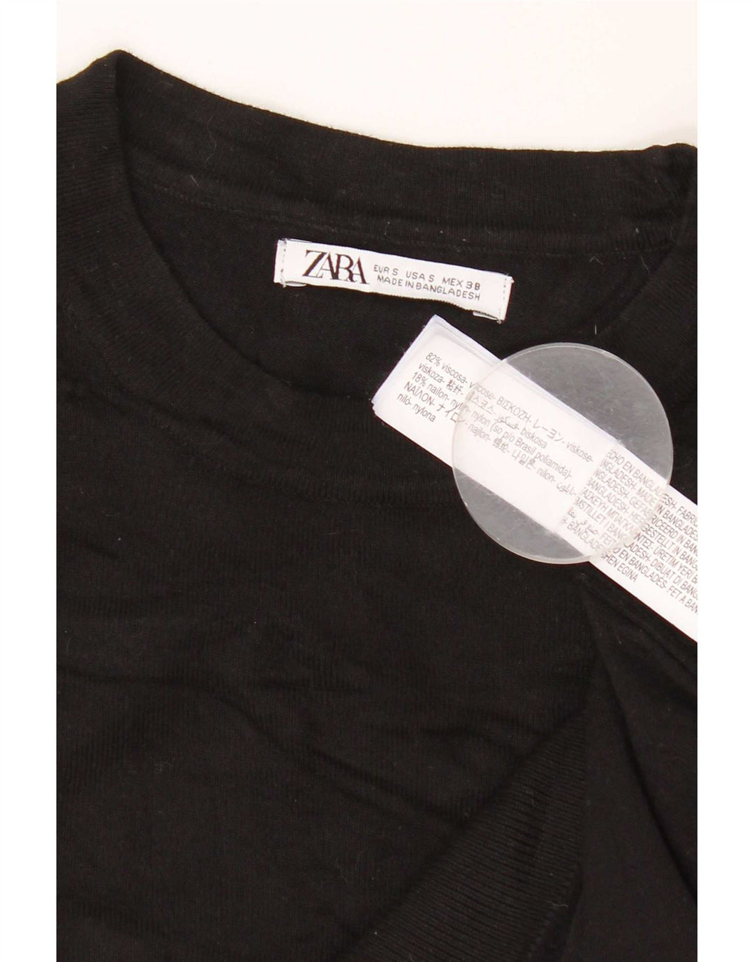 Zara muški pulover s okruglim izrezom, mali crni viskozni pulover