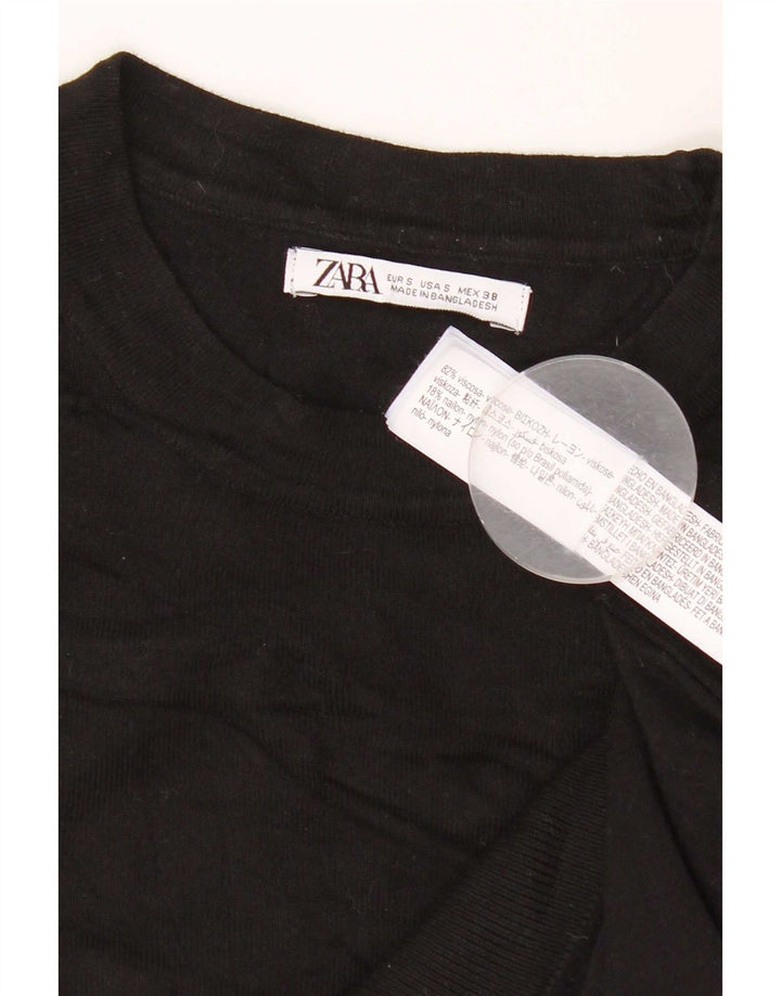 Zara muški pulover s okruglim izrezom, mali crni viskozni pulover