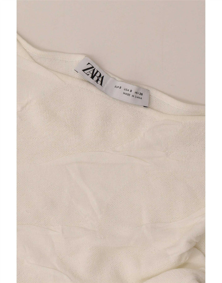 Zara ženska majica s otvorenim ramenima UK 8 Mala bijela