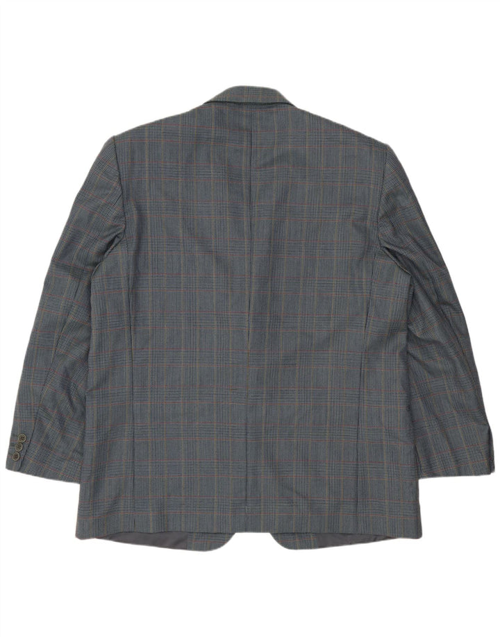 Vintage muški sako sa 2 gumba IT 54 2XL plava djevičanska vuna s houndstooth-om