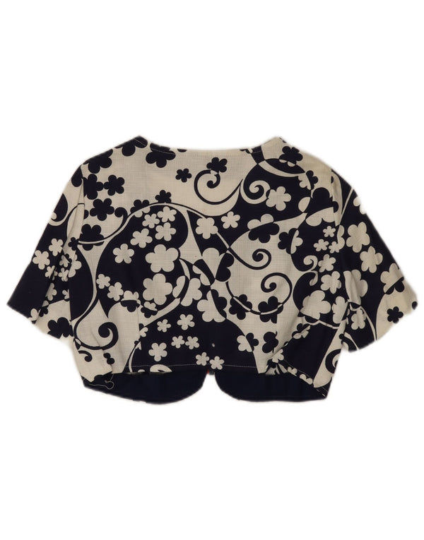 Vintage ženski bolero UK 8 Mali tamnoplavi cvjetni