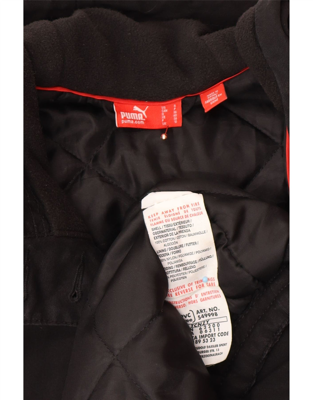 PUMA ženska velika parka jakna s kapuljačom UK 10 Mala crna pamuk