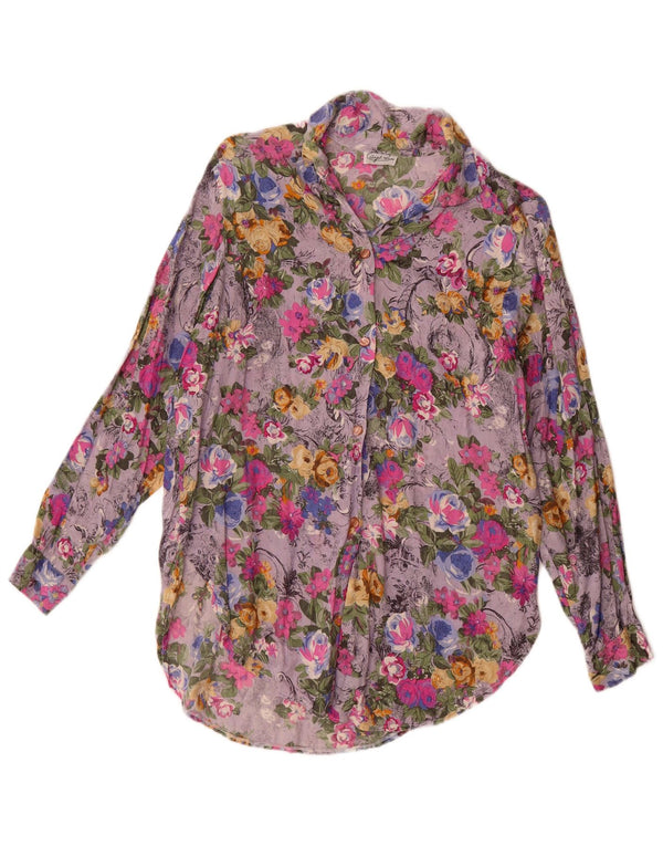 Vintage ženska košulja bluza UK 14 velikih raznobojnih cvjetova