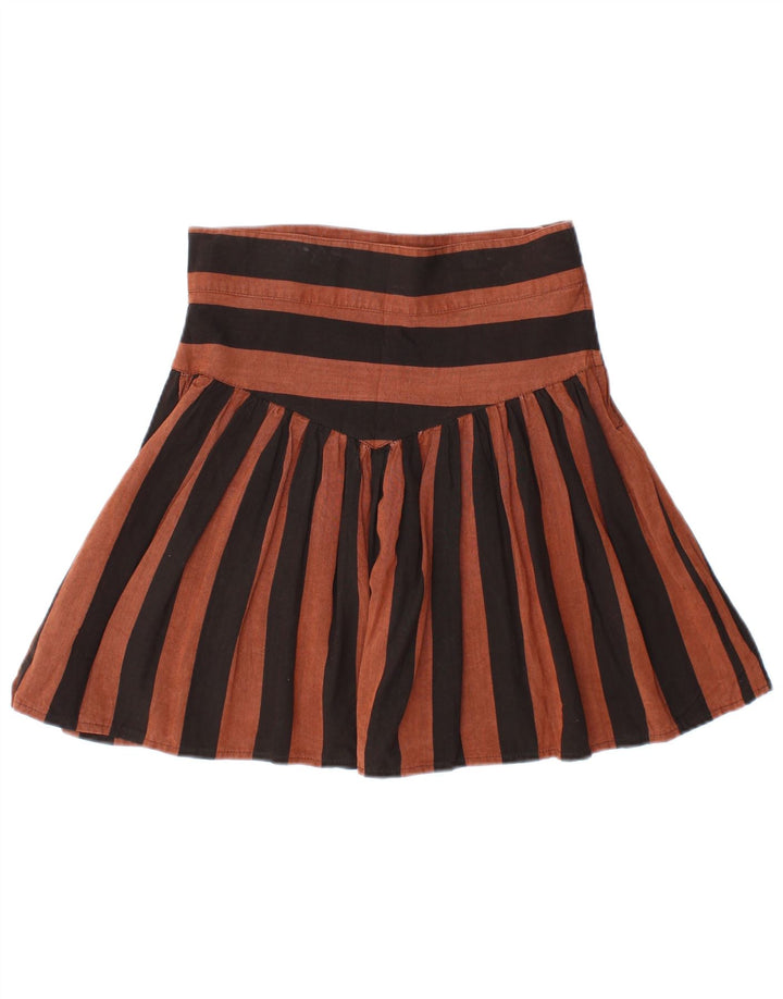 VINTAGE ženska mini plisirana suknja IT 44 srednje veličine W28 smeđa prugasta viskoza