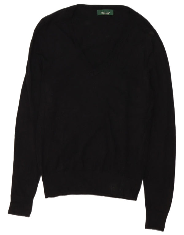 Zara Mens V-Neck Jumper Sweater Medium Black