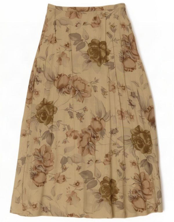 Vintage ženska maksi suknja visokog struka UK 12 Medium W28 Beige Floral