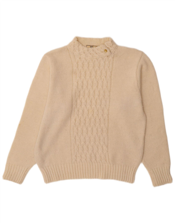 VINTAGE ženski džemper s kornjačičastim ovratnikom UK 16 Large Off White