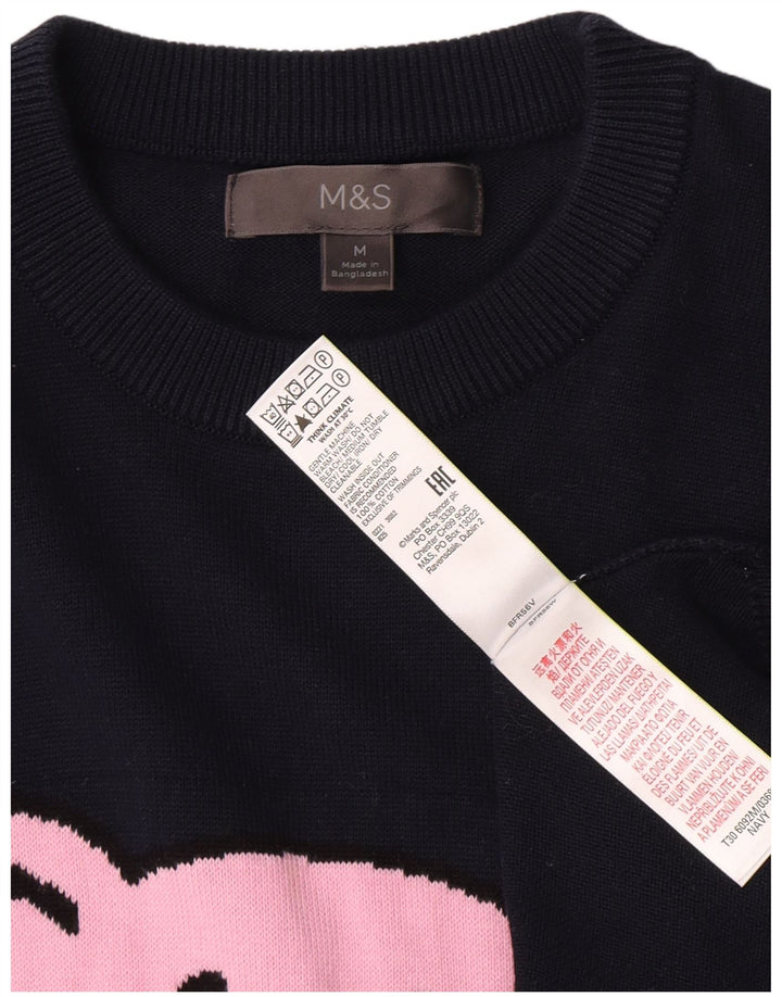 Marks & Spencer muški džemper s okruglim izrezom srednje tamnoplave boje sa životinjskim printom