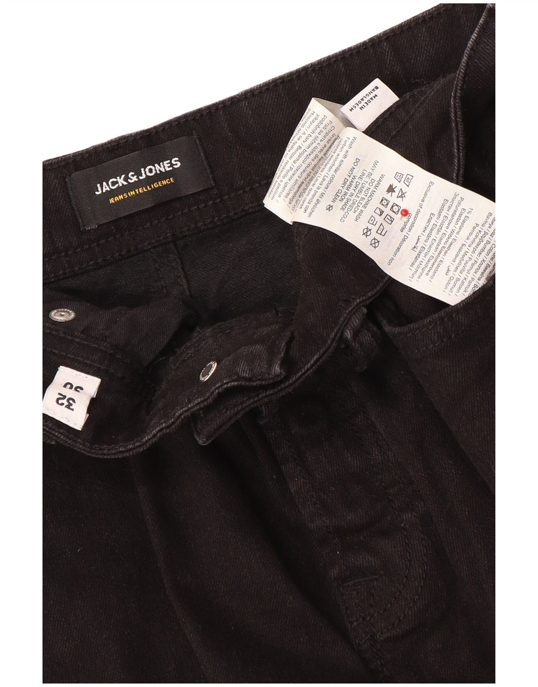 Jack & Jones muške uske traperice W32 L30 crni pamuk