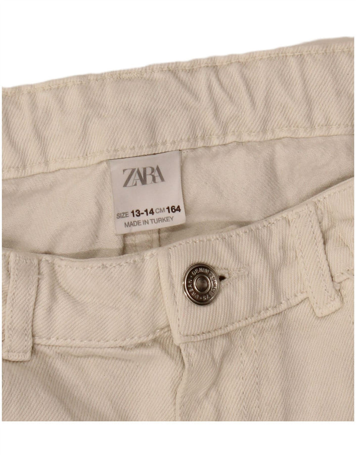 ZARA Girls Distressed sužene traperice visokog struka 13-14 godina W28 L22 Bijele