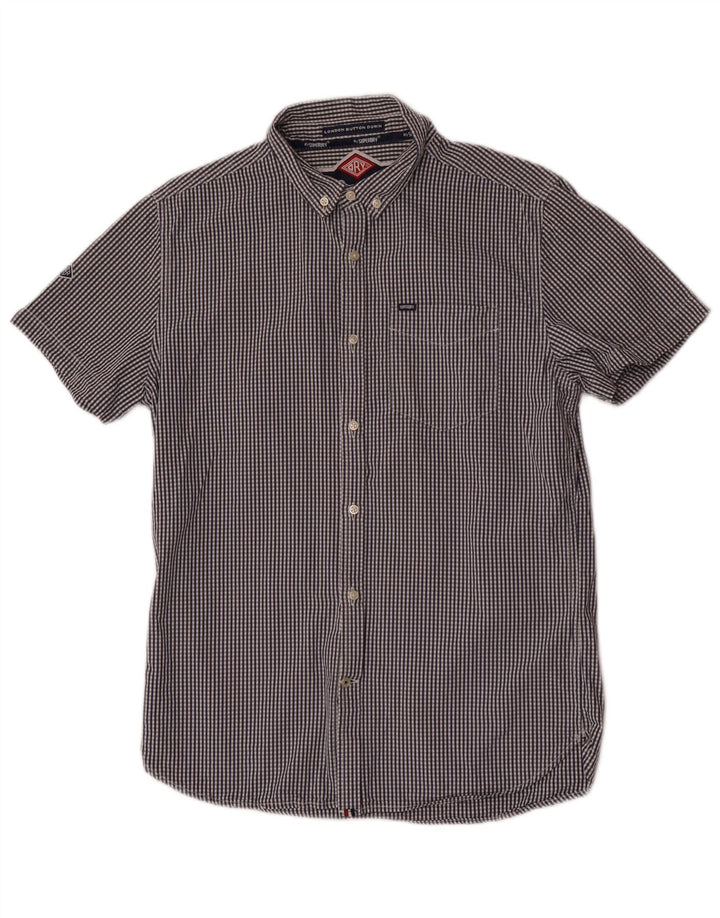 Superdry muška majica kratkih rukava Velika mornarsko plava pamuk gingham