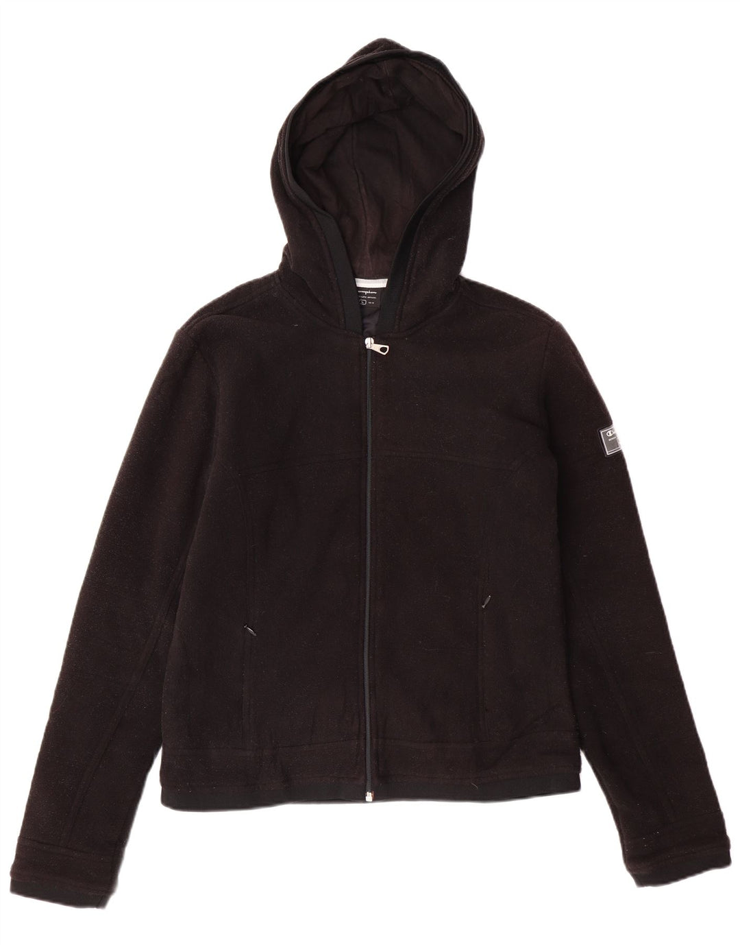 CHAMPION Womens Zip Hoodie Sweater UK 16 Large Black Polyester